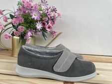 HOTTER WRAP WOMENS LIGHT&DARK GREY SUEDE FUR LINED COMFORT SLIPPERS UK 6