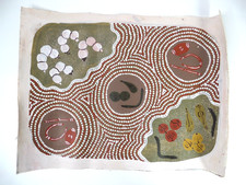 Australian Imanpa Aboriginal Dot Painting on Canvas by Sheila Bulla 43x33cm 4G76