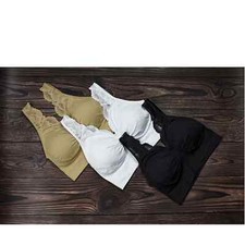 Rhonda Shear Lace Trim Ahh Bra with Removable Pads Pack of 3 MEDIUM NEAUTRAL NEW