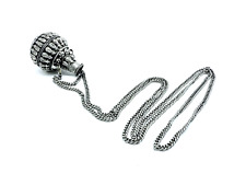 VINTAGE Ethnic Stash Perfume Bottle Pendant Necklace-Silver Tone-Long Chain-Boho