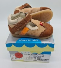 NEW Bo-Bell 3 jnr Boys Brown & Orange Leather Shoes EU 19 Easy Touch Fasten
