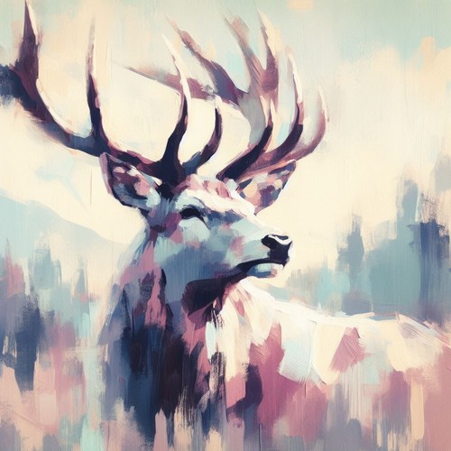 Original stag painting - -, deer