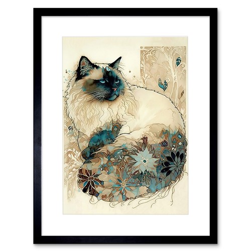 Ragdoll cat floral pattern - cat,