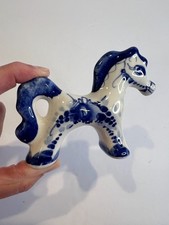 Vintage Gzhel Horse Pony Blue