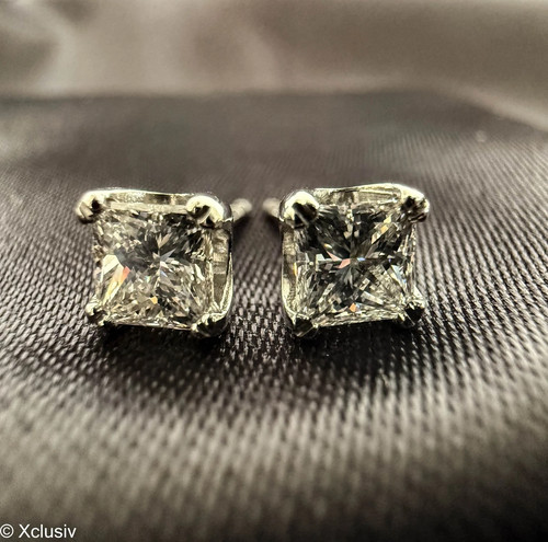 Princess cut gia diamond - diamond, stud