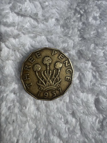 1937 three pence coin - uk,