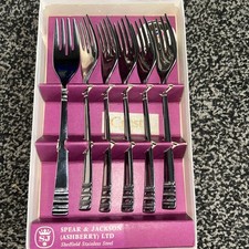 Spear & Jackson ‘Cresta’ Sheffield 6 Dessert Forks Cutlery Vintage. 