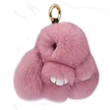 15cm Fluffy Fur Bunny Keyring