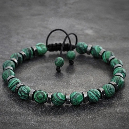 Malachite beaded bracelet - malachite,