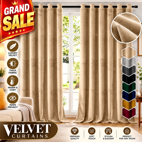 Velvet curtain pair eyelet - curtain,