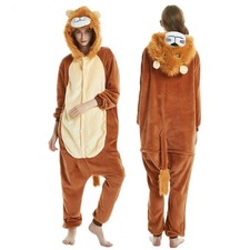 Adult Unisex Flannel Sleepwear Lion Cosplay Costume Pajamas Funny Homewear