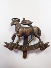 The Queens (West Surrey) Regiment original  Pre 1920 b/b Cap Badge.