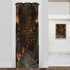 Vintage Bookshelf Door Curtain