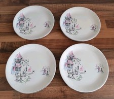 Vintage 50s Alfred Meakin Montmartre Paris Cafe Print China 4 Side Plates 17.5cm