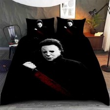 Michael Myers Horror Quilt Duvet Cover Set Bedspread Children Kids Double