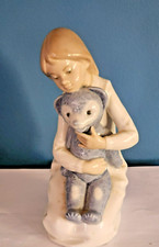 Retired NAO BY LLADRO “Girl hugs Teddy Bear” Handmade in Spain -Beautiful!