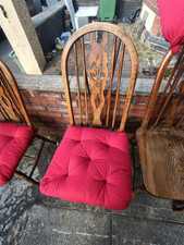 A Set 4 Oak/Beech  Chairs  Lupton's Label To Base wheelback with Matching Table