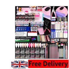 Complete Acrylic Nail Kit with Electric Nail Drill & UV Nail Dryer - 12 Colors