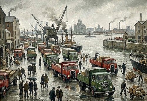 Liverpool docks lorries trucks - lorries,
