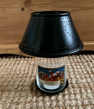 Yankee Candle Black Metal Heart Hole Punched Design Large Jar Shade & Plate