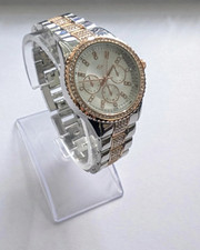 SPIRIT Lux Ladies Rose Gold Glitter Dial Bracelet Watch Designer Style Stone Set