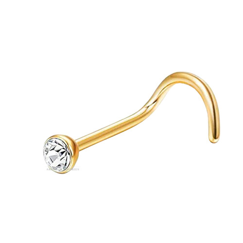 Gold plated nose stud - plated, screw