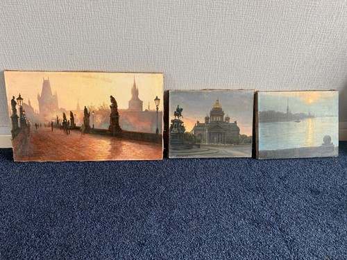 Three original oil canvas - three,