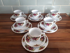 18 Piece Royal Norfolk Rose Duet Tea Set - Cup, Saucer, Side Plate x 6 in VGC