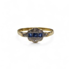 18ct and plat diamond and sapphire ring BB1936b