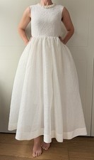 SIMONE ROCHA x H&M EVENT / WEDDING WHITE DRESS WITH PEARL DETAILS SIZE 36 / 8-10