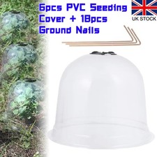 6Pack Garden Cloche Dome Round Humidity Plant Protector Cover W/ 18 Ground  Pegs