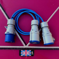 32 Amp Plug to twin 32 Amp Sockets Splitter  Adaptor arctic flex 2.5mm cores
