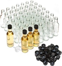 Better Bottles Mini Liquor Bottles 50 Pack, Small Reusable Glass Tasters Black S