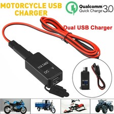 Motorcycle Dual USB Charger SAE to USB Cable Adapter Voltmeter for CellPhone GPS