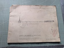 1950 Jowett Javelin 1½ Litre Spare Parts List Catalogue