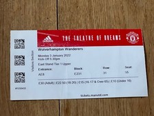TICKET 2021/22 Manchester United v Wolves League