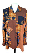 NAPA VALLEY Womans Brown L/S EMBROIDERED SHIRT BLOUSE U/U/Soft Stretch - M -£249