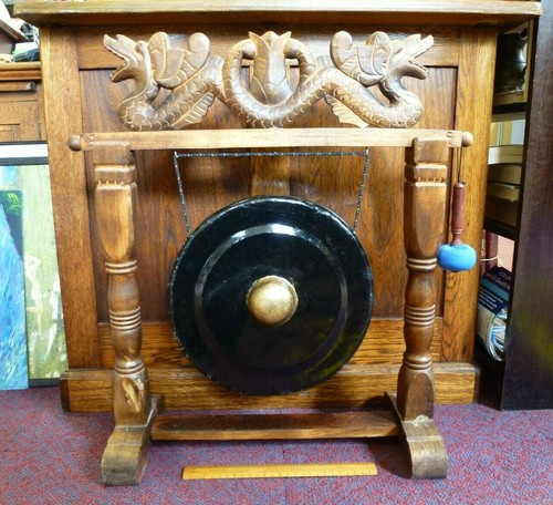 Large metal gong - metal, carved