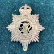 Royal Army Service Corps Cap Badge KC GRVI All Brass Slider Vintage Original