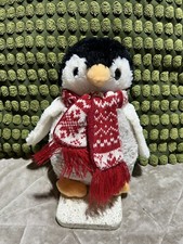 A S Watson Penelope Penguin Soft Toy Cuddly Comforter 10” Red Snowflake Scarf