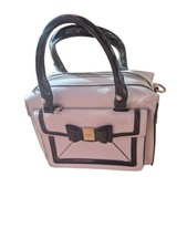 Women LYDC Double Handle Handbag Cream And Black 10"x7" X 4.5"