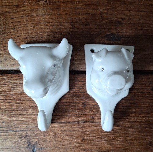 Vintage white porcelain pig - porcelain,