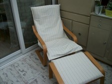 SPECIAL OFFER Handmade ikea poang chair/stoo cover in ORLA KIELY TINY CREAM STEM