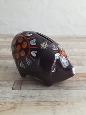 Vintage Arthur Wood Purple Floral Pig Money Box