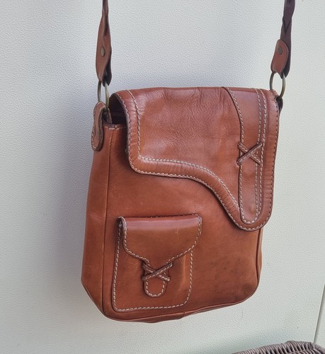 Brown leather 80s gap satchel - brown,