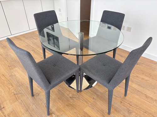 Round glass chrome dining - round,