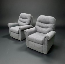 Pair of g plan Holmes armchairs grey modern upright 