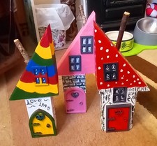 Fairy Houses Hand Painted, hand crafted, made with recycled wood and mdf