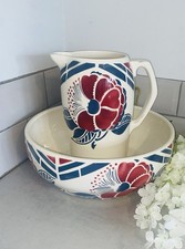 vintage ceramic washbasin and pitcher set from France