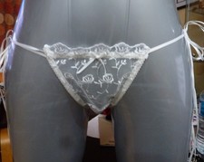  NEW Size 8~10 BEAUTIFUL WHITE SHEER TIE-SIDE  TANGA  BRIEFS, KNICKERS, PANTIES.